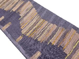 リサイクル　手織り真綿紬変わり横段模様織出し名古屋帯